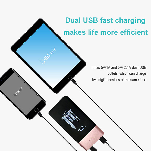 2020 newest type c fast charge Shaking or touching LED light on 10000mAh power bank LWS-001